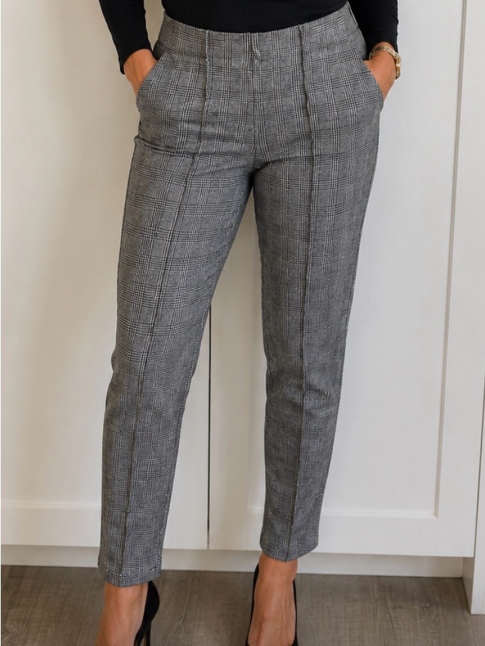 INC International Concepts Gray Glen Plaid Ankle Pants